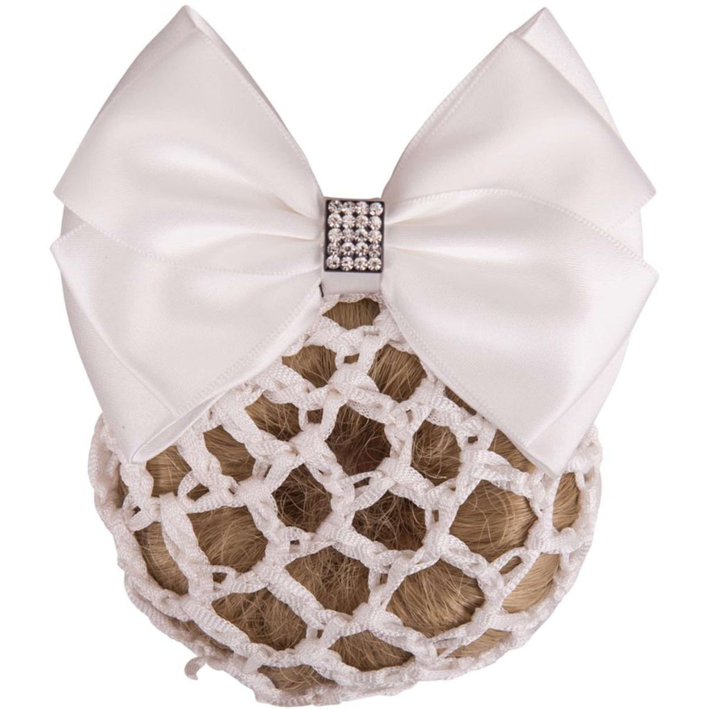 BR Noeud pour Cheveux avec Petite Maille et Paillette Blanc