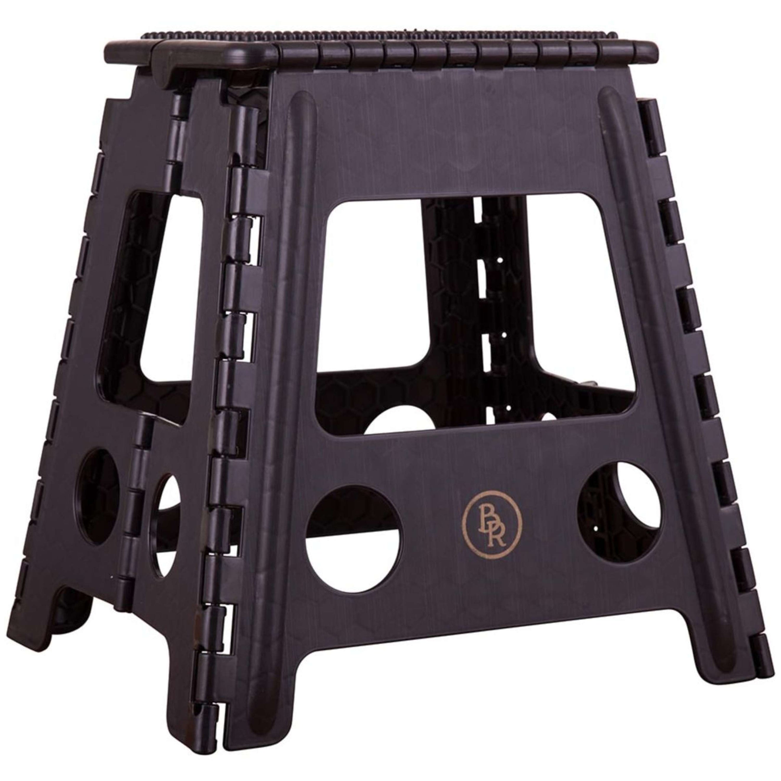 BR Tabouret/Marche-Pied Plastique Dépliable Noir