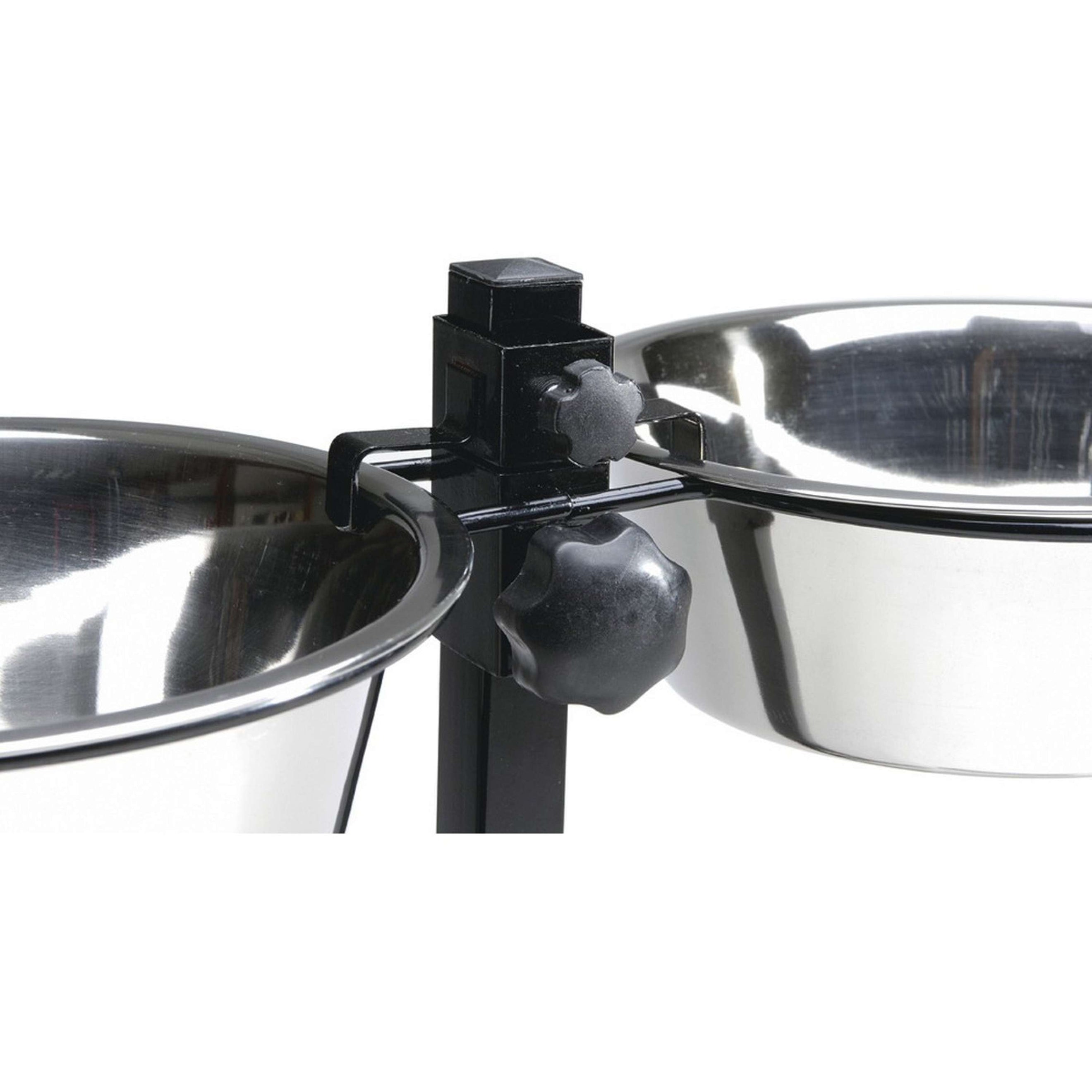 Beeztees Porte-Écuelle pour 2 Gamelles en Acier Inoxydable Noir