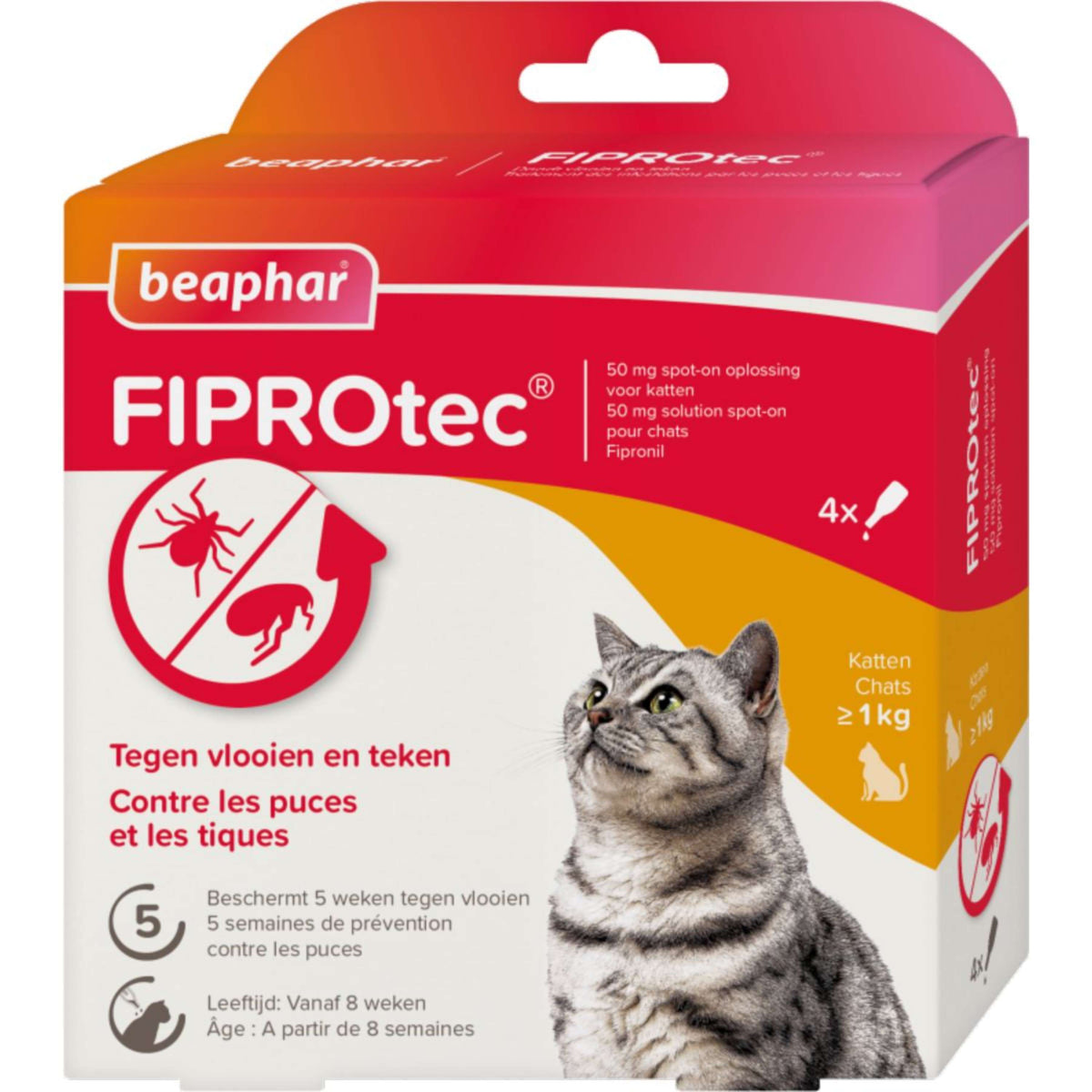 Beaphar Produit Anti-Puces et Anti-Tiques FiproCat Spot-On Chats/Chatons >1kg