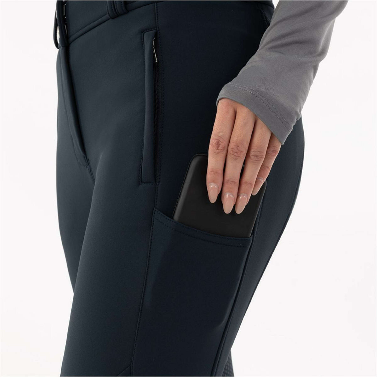 BR Rijbroek Pantalon d'Équitation Froukje Softshell Full Grip carbone