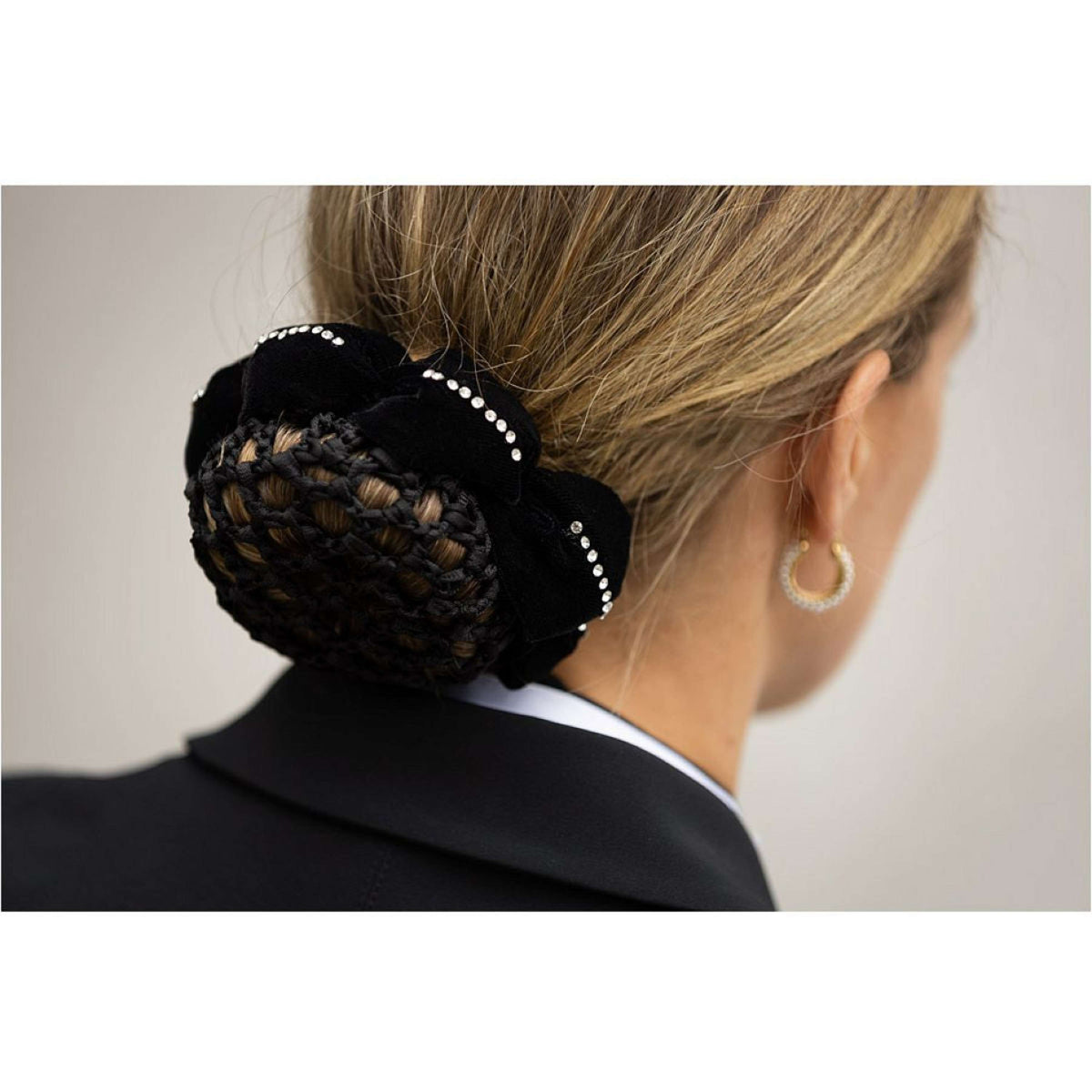 BR Scrunchie Magnolia avec Filet pour Chignon Noir