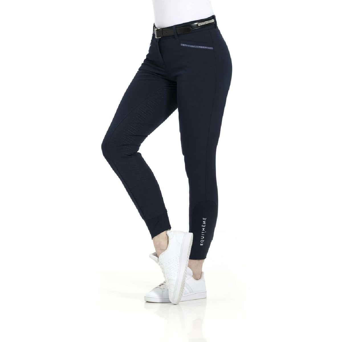 EQUITHÈME Pantalon d'Équitation Gizel Silicone Fond de Peau Marin