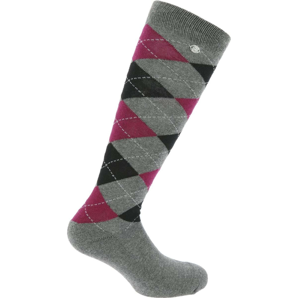 EQUITHÈME Chaussettes d'Équitation Argyle Gris/Bordeuax