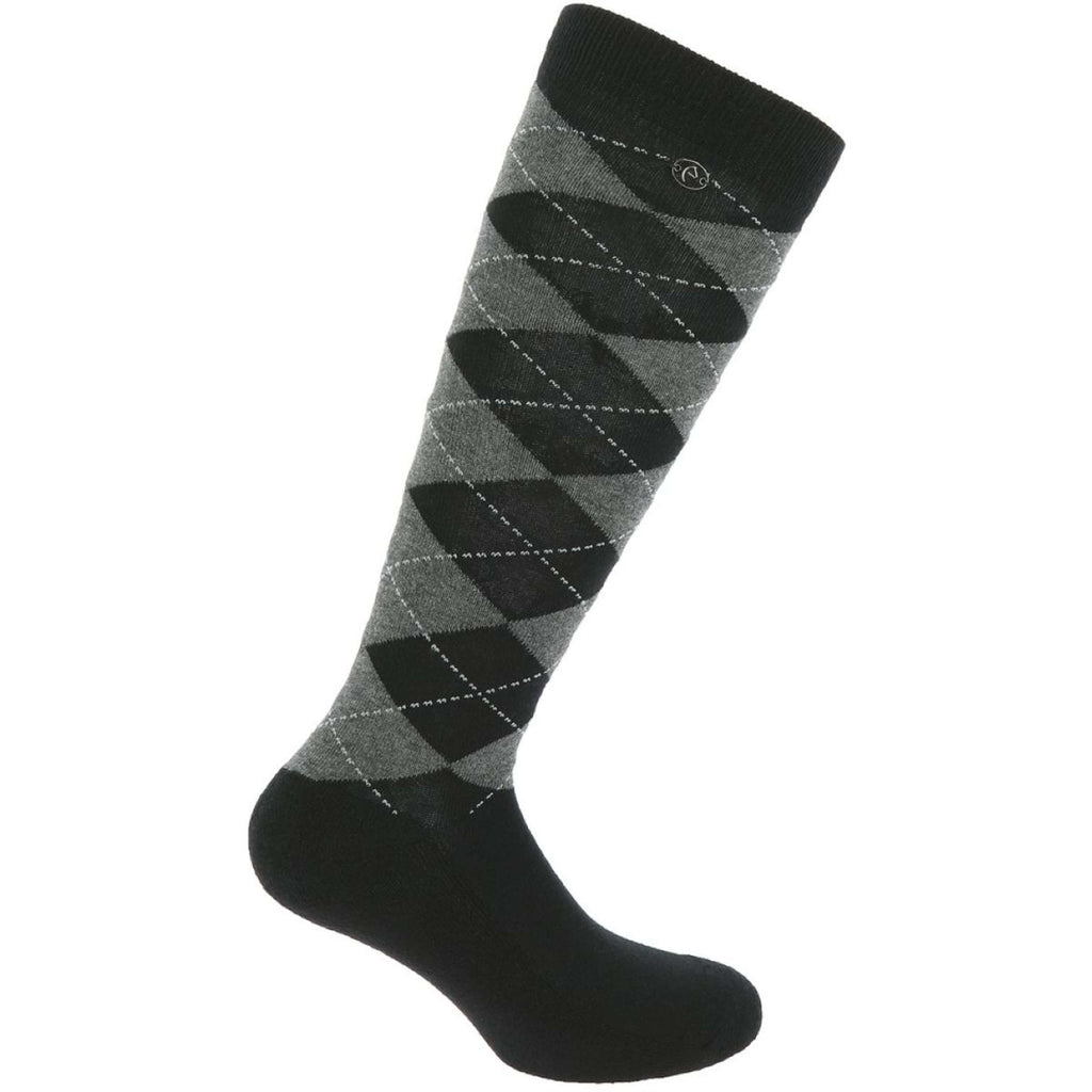 EQUITHÈME Chaussettes d'Équitation Argyle Noir/Gris