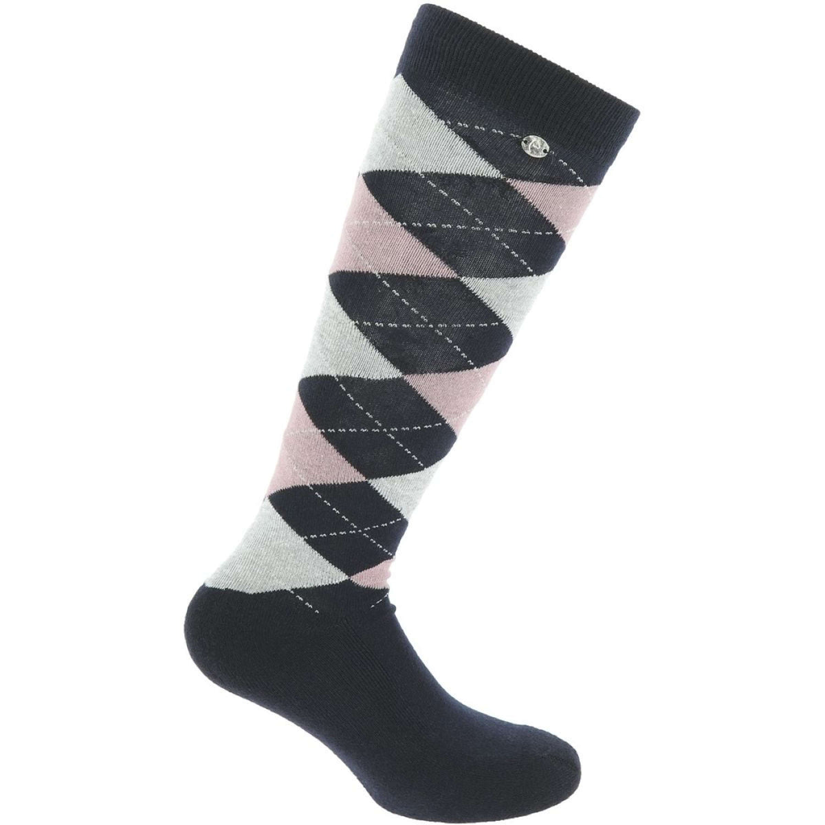 EQUITHÈME Chaussettes d'Équitation Argyle Bleu marine/Vieux Rose