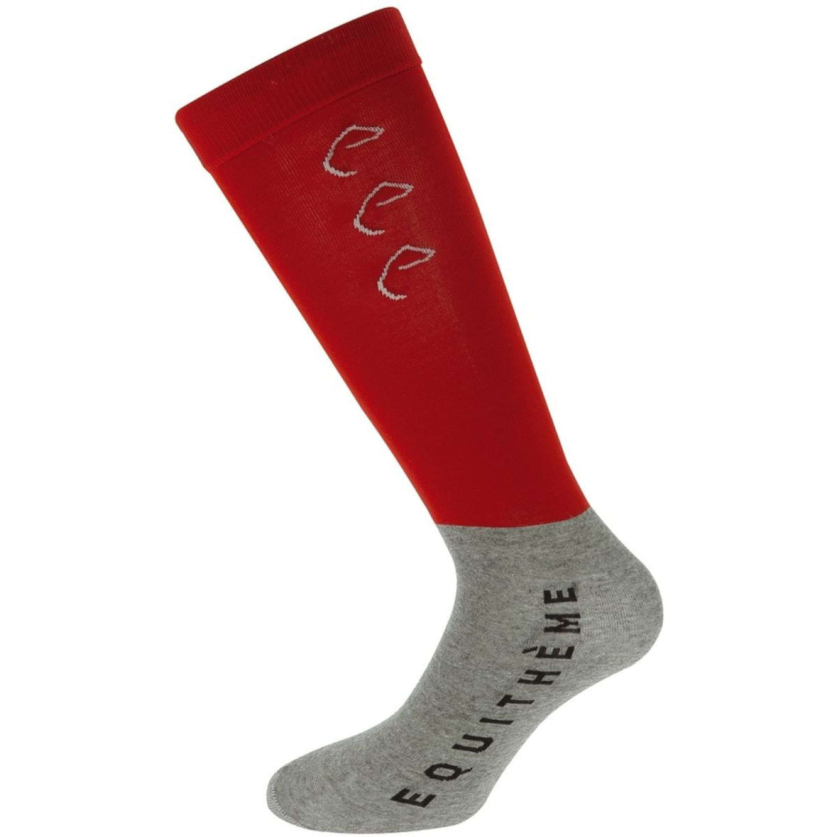 EQUITHÈME Chaussettes d'Équitation Compet Rouge/Gris