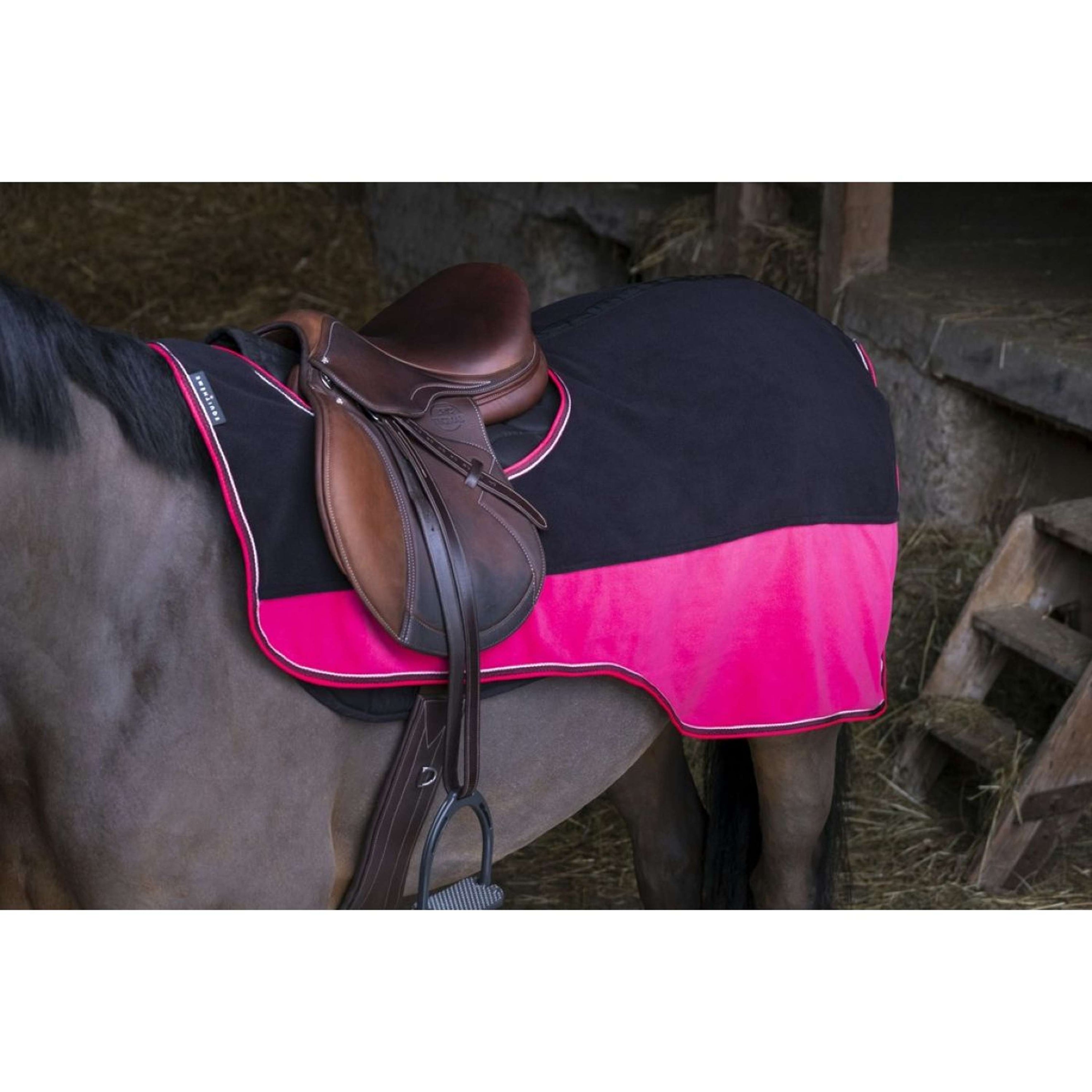 EQUITHÈME Couvre-reins Polarfleece Noir/Framboise