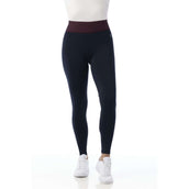 EQUITHÈME Legging d'Équitation Tea Pull-On Silicone Genouillères Kids Bleu marine/Rouge Prune