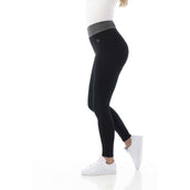 EQUITHÈME Legging d'Équitation Tea Pull-On Silicone Genouillères Noir/Kaki