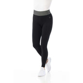 EQUITHÈME Legging d'Équitation Tea Pull-On Silicone Genouillères Noir/Kaki