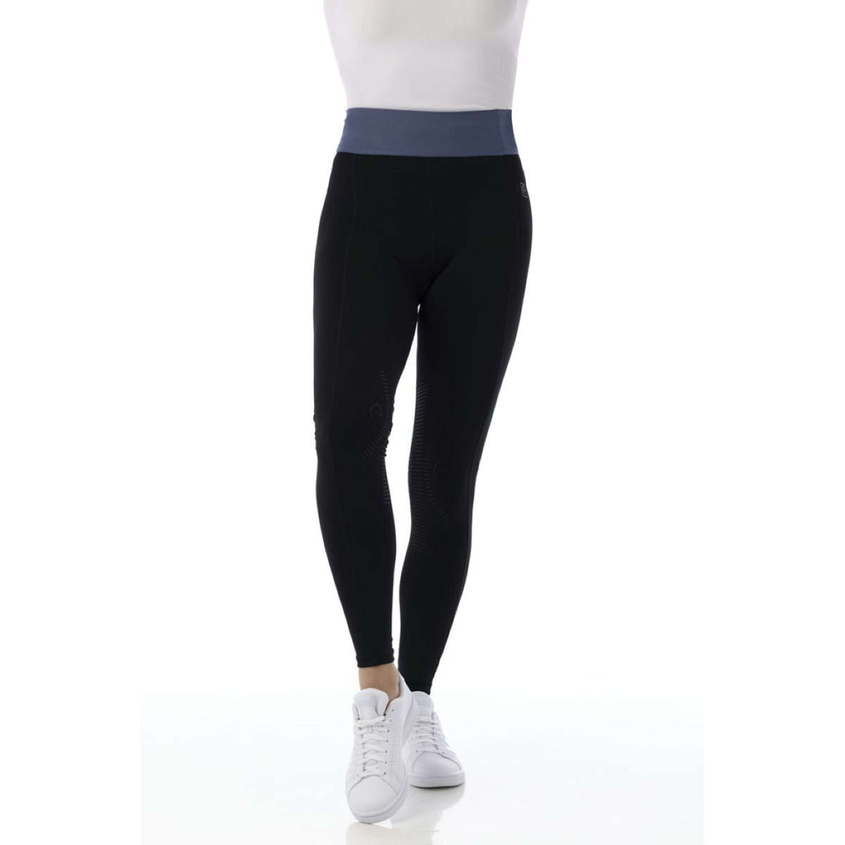 EQUITHÈME Legging d'Équitation Tea Pull-On Silicone Genouillères Noir/Jeans