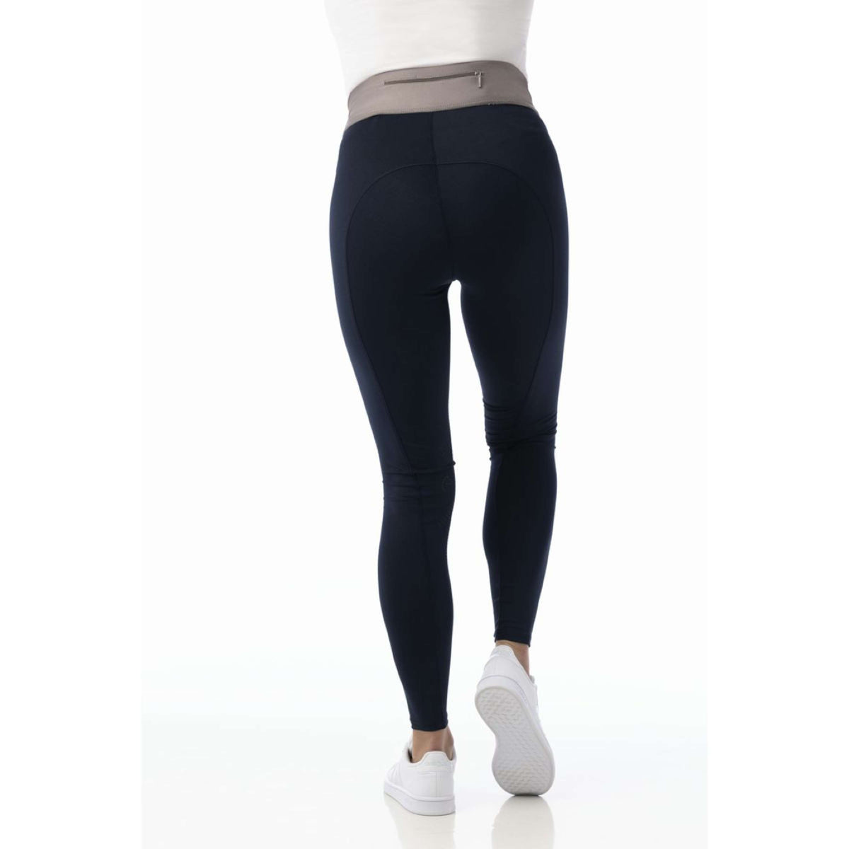 EQUITHÈME Legging d'Équitation Tea Pull-On Silicone Genouillères Bleu Marine/Gris