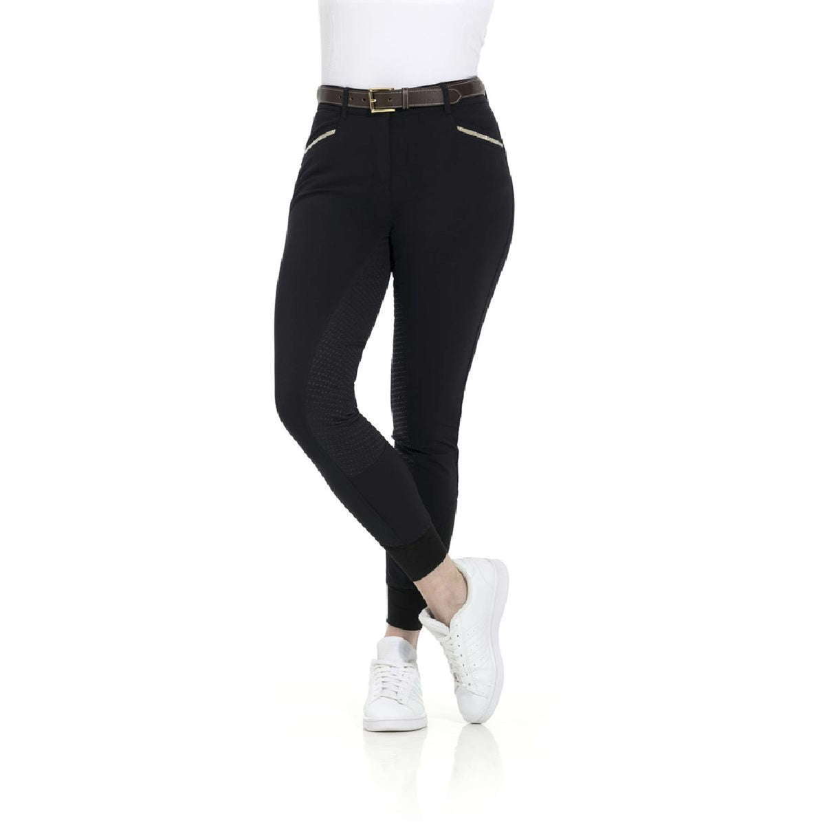 EQUITHÈME Pantalon d'Équitation Gizel Silicone Fond de Peau Noir