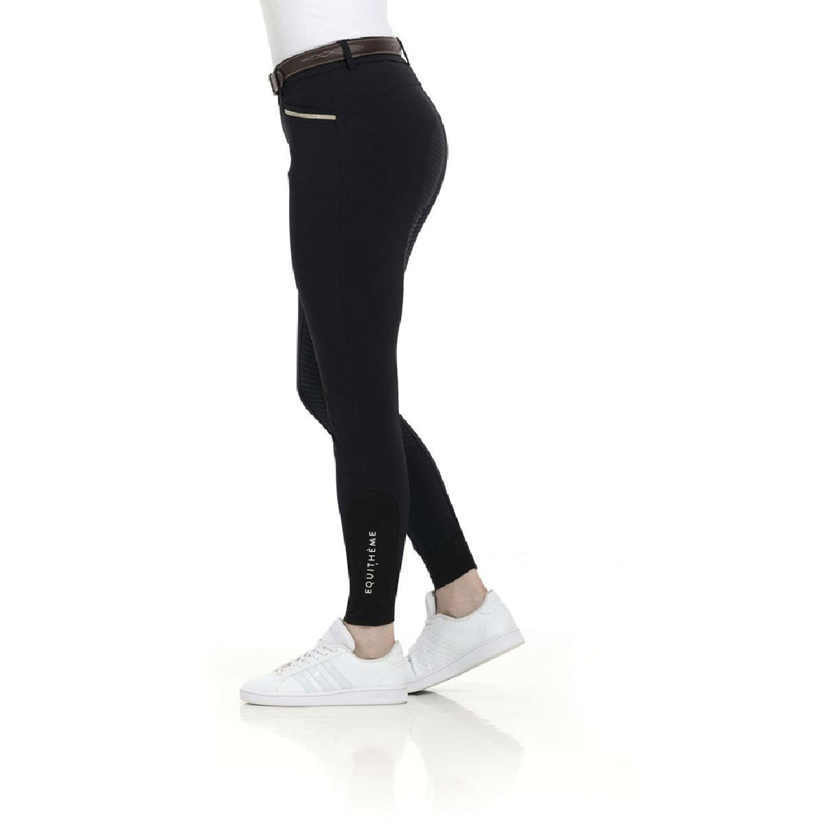 EQUITHÈME Pantalon d'Équitation Gizel Silicone Fond de Peau Noir