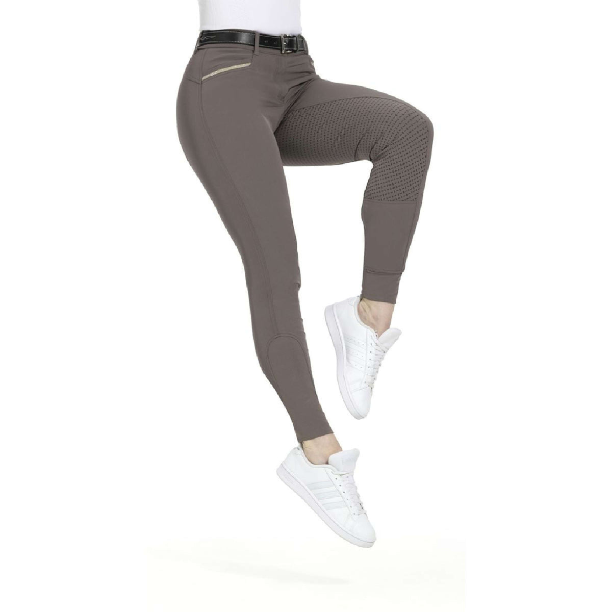 EQUITHÈME Pantalon d'Équitation Gizel Silicone Fond de Peau Taupe