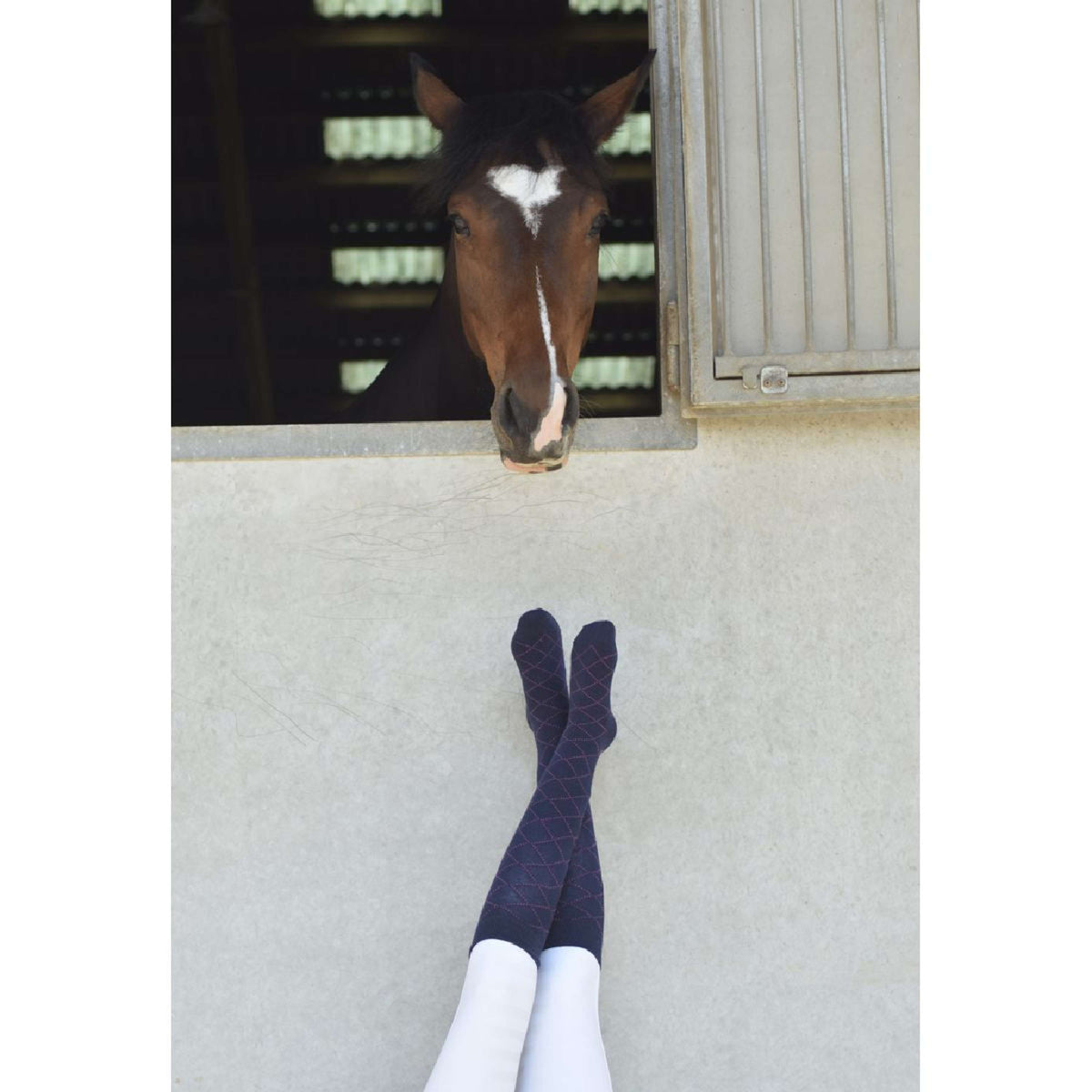 EQUITHÈME Chaussettes Résille Navy/Rose