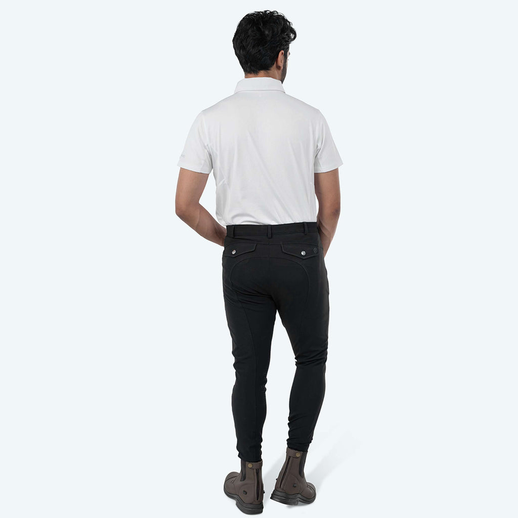 Elvera Equestrian Pantalon d'Équitation Dual Core Pro Half Seat Hommes Noir