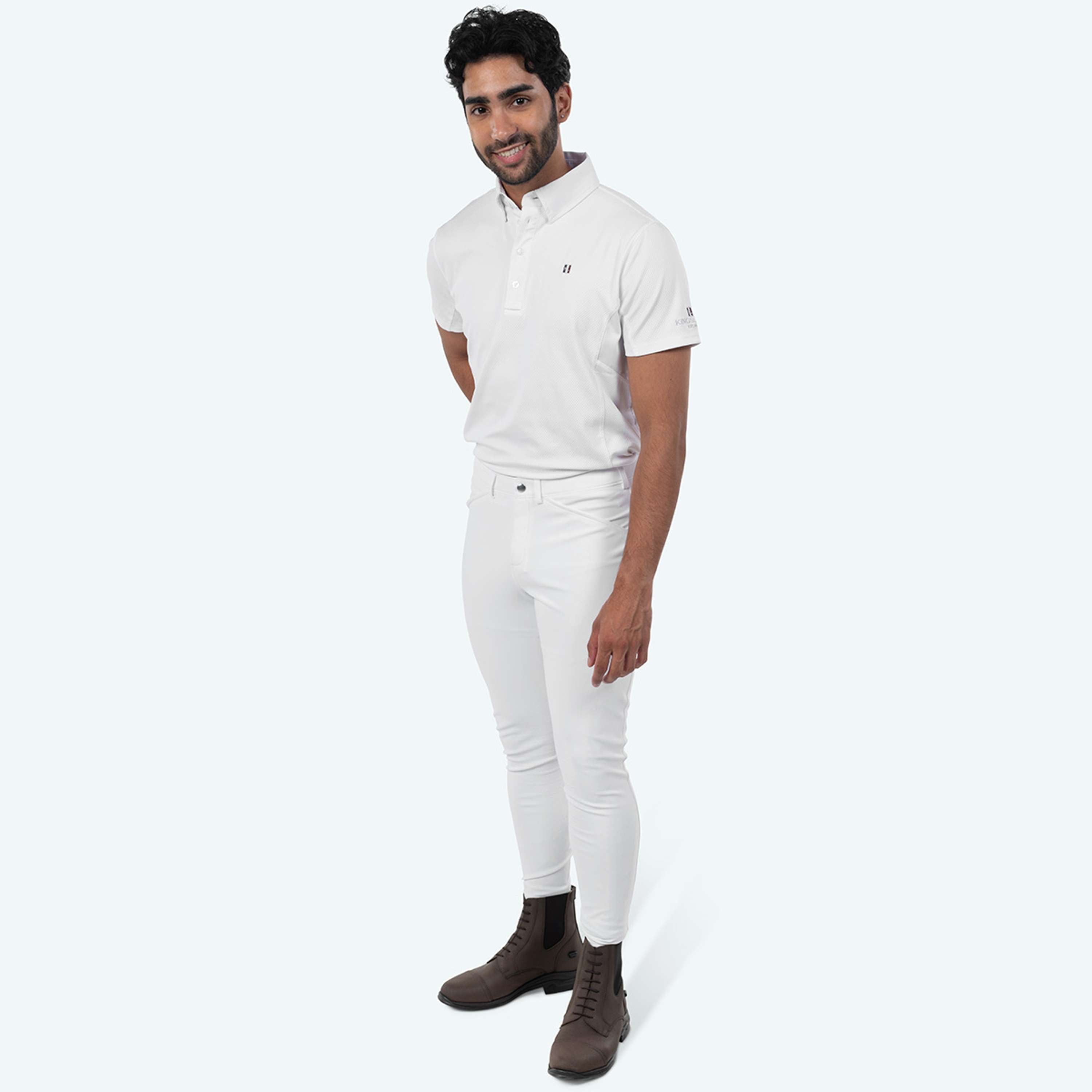 Elvera Equestrian Pantalon d'Équitation Sensitive Pro Half Seat Hommes Blanc
