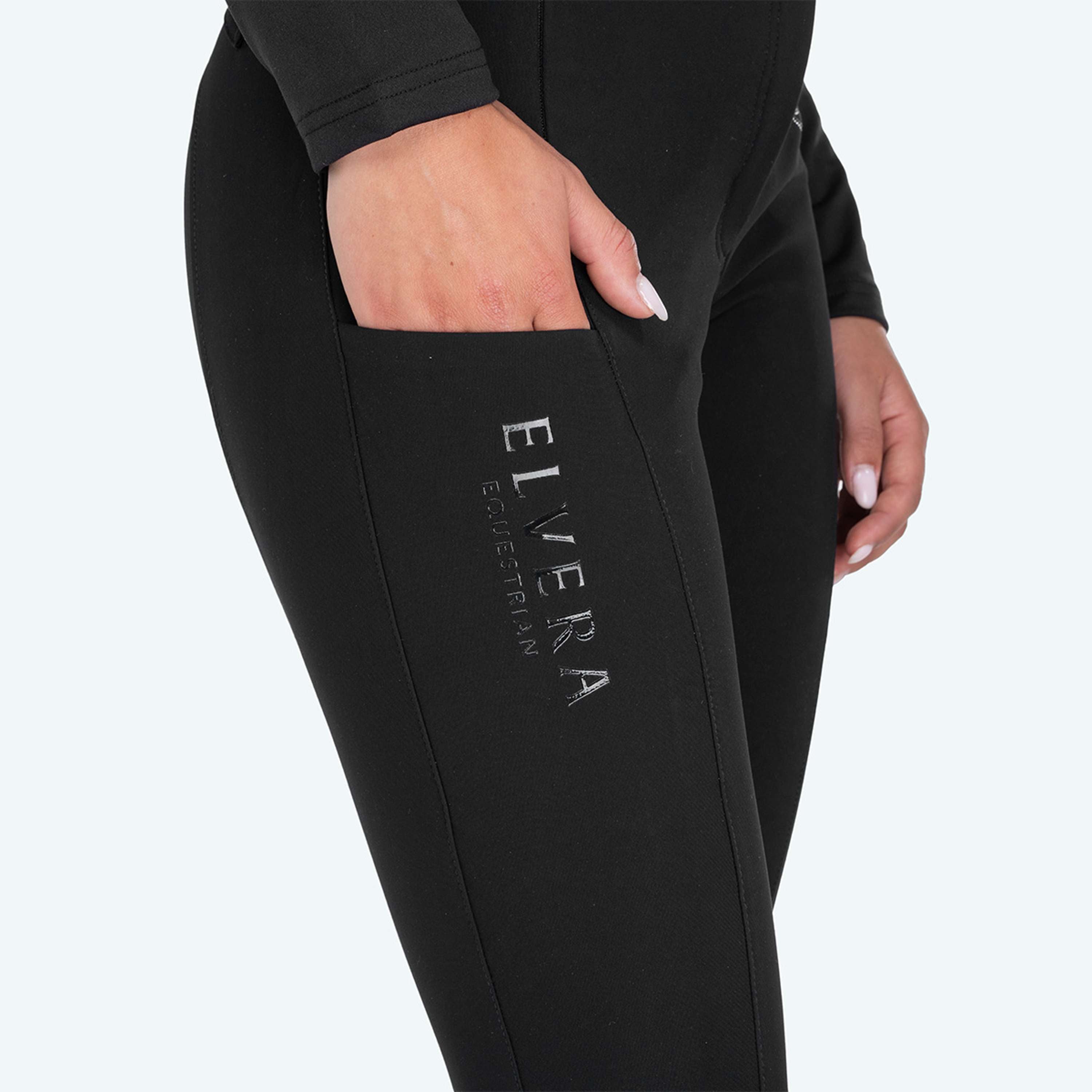 Elvera Equestrian Pantalon d'Équitation Dual Core Pro Half Seat Noir