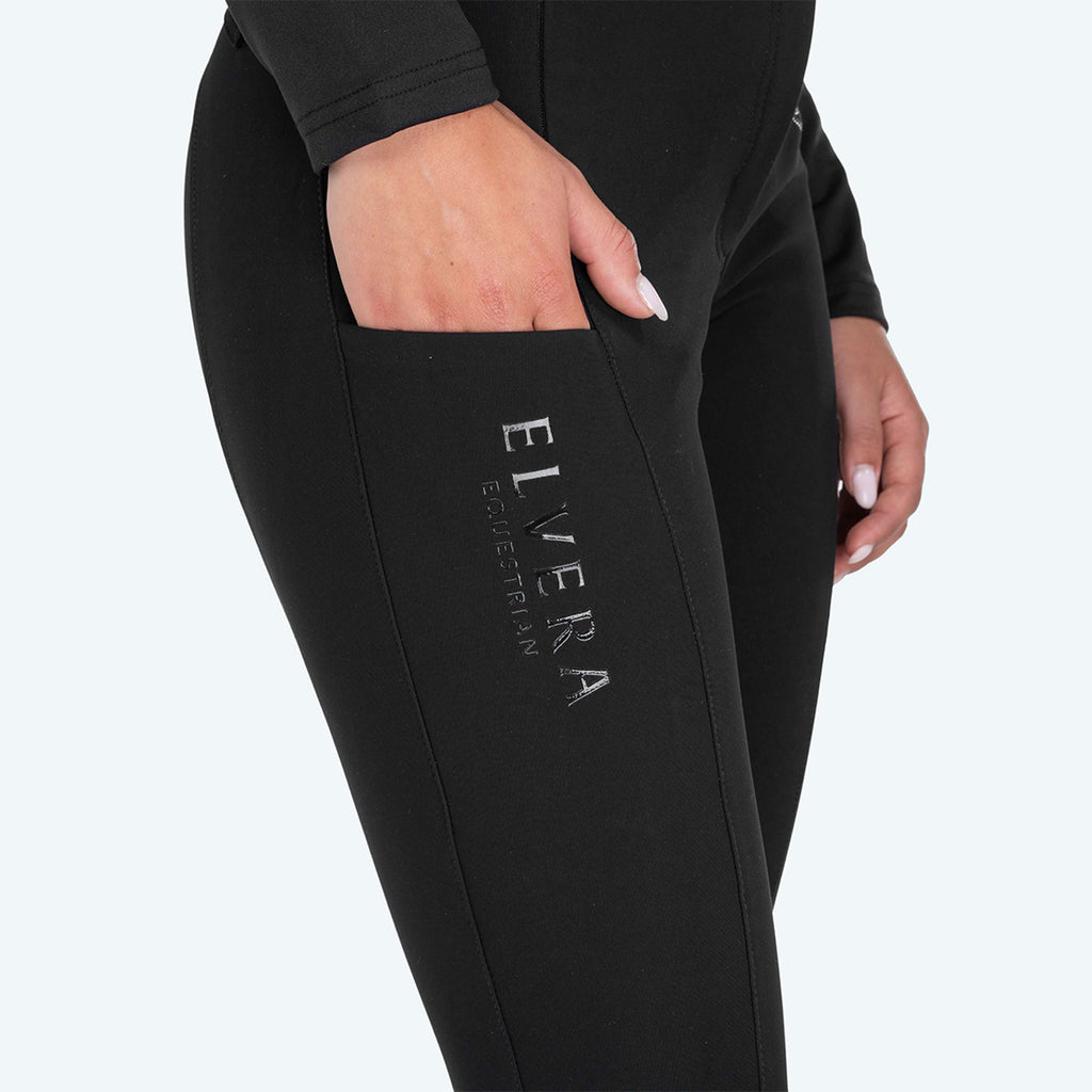 Elvera Equestrian Pantalon d'Équitation Dual Core Pro Half Seat Noir