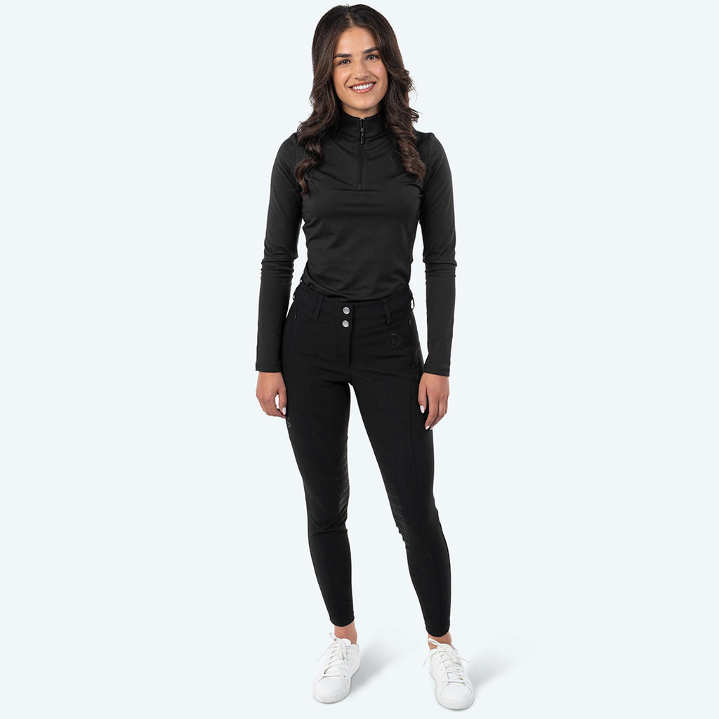 Elvera Equestrian Pantalon d'Équitation Dual Core Pro Half Seat Noir