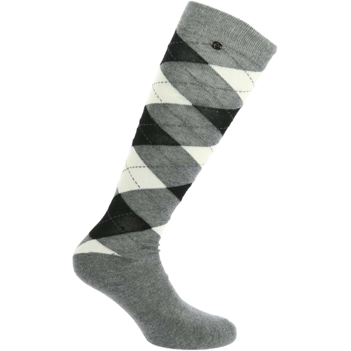 EQUITHÈME Chaussettes d'Équitation Argyle Gris<>Ecru