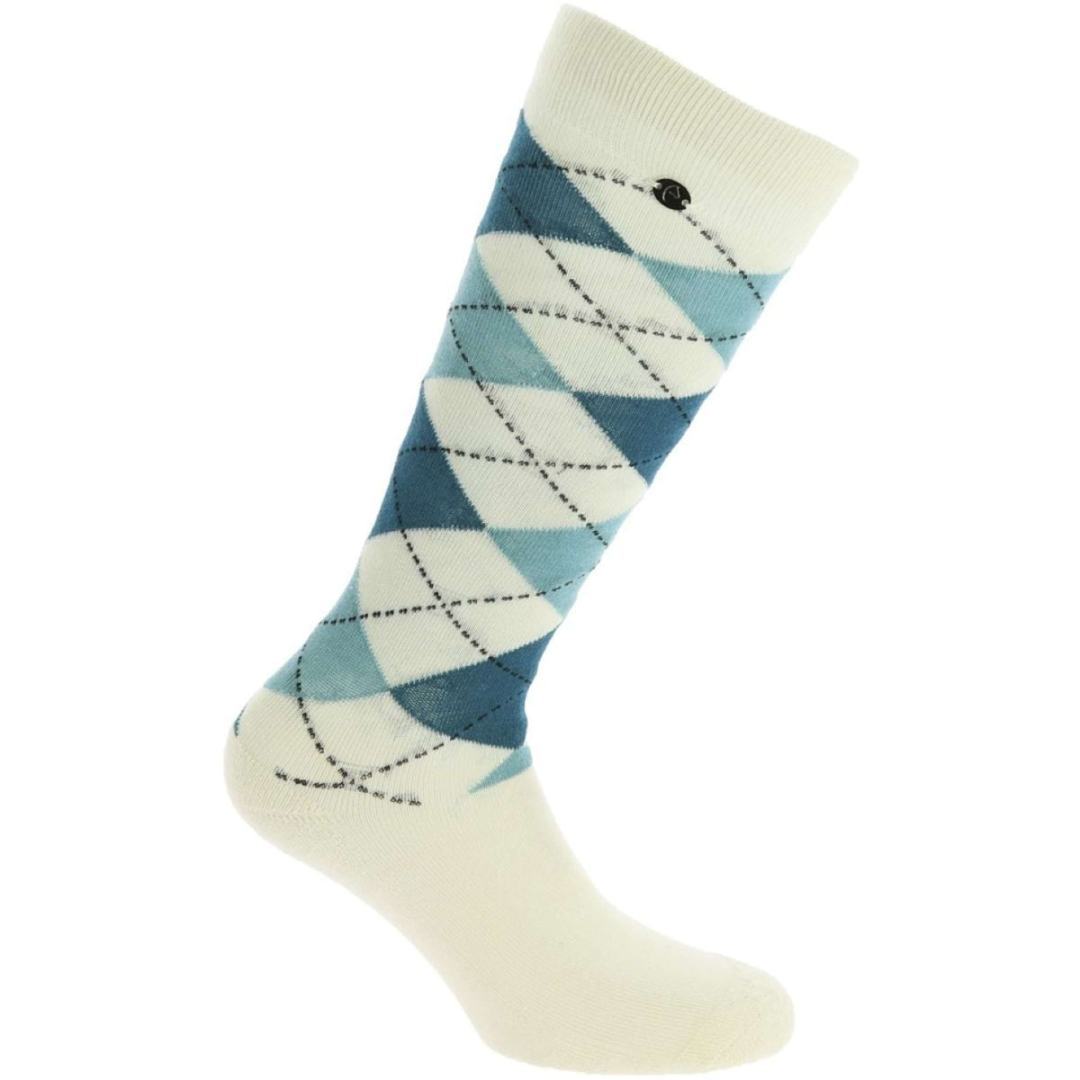 EQUITHÈME Chaussettes d'Équitation Argyle Saphir/Écru