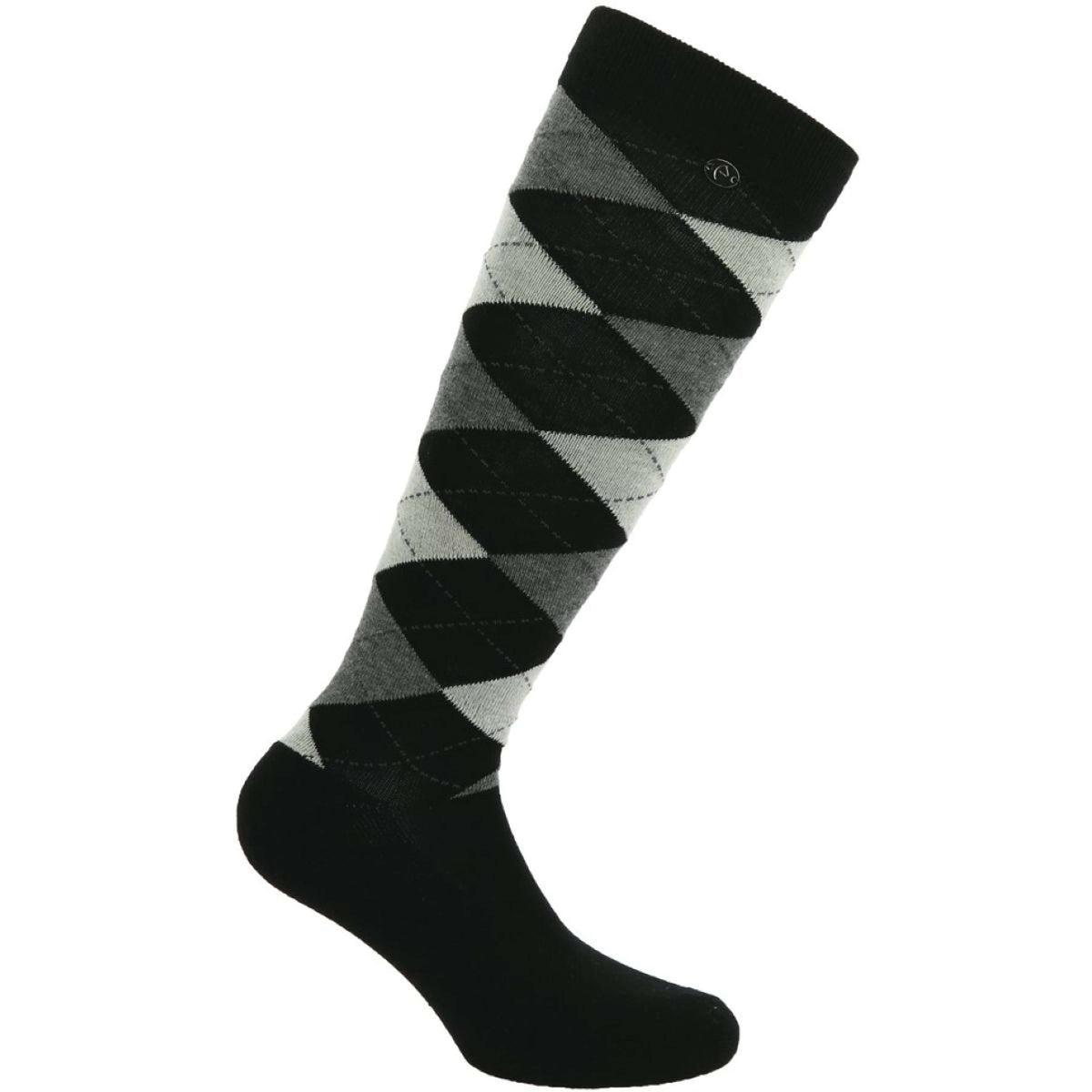 EQUITHÈME Chaussettes d'Équitation Argyle Noir/Écru