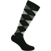 EQUITHÈME Chaussettes d'Équitation Argyle Noir/Écru