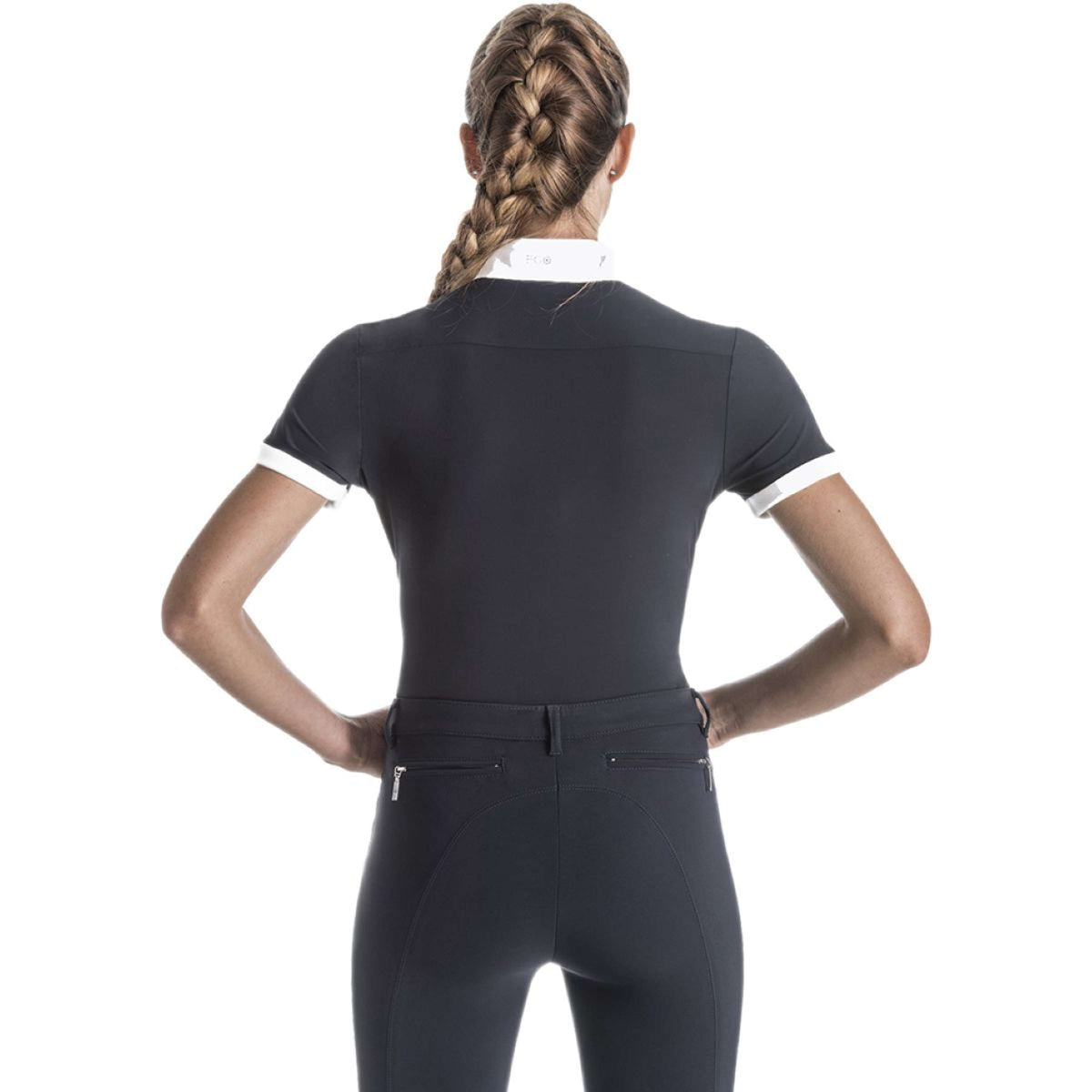 Ego7 T-shirt de Concours Polo Manches Courtes Noir/Blanc