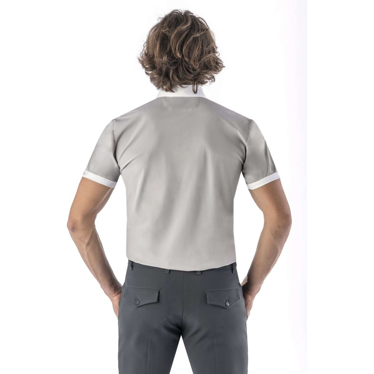 Ego7 T-shirt de Concours Manches Courtes Hommes Gris Glace/Blanc