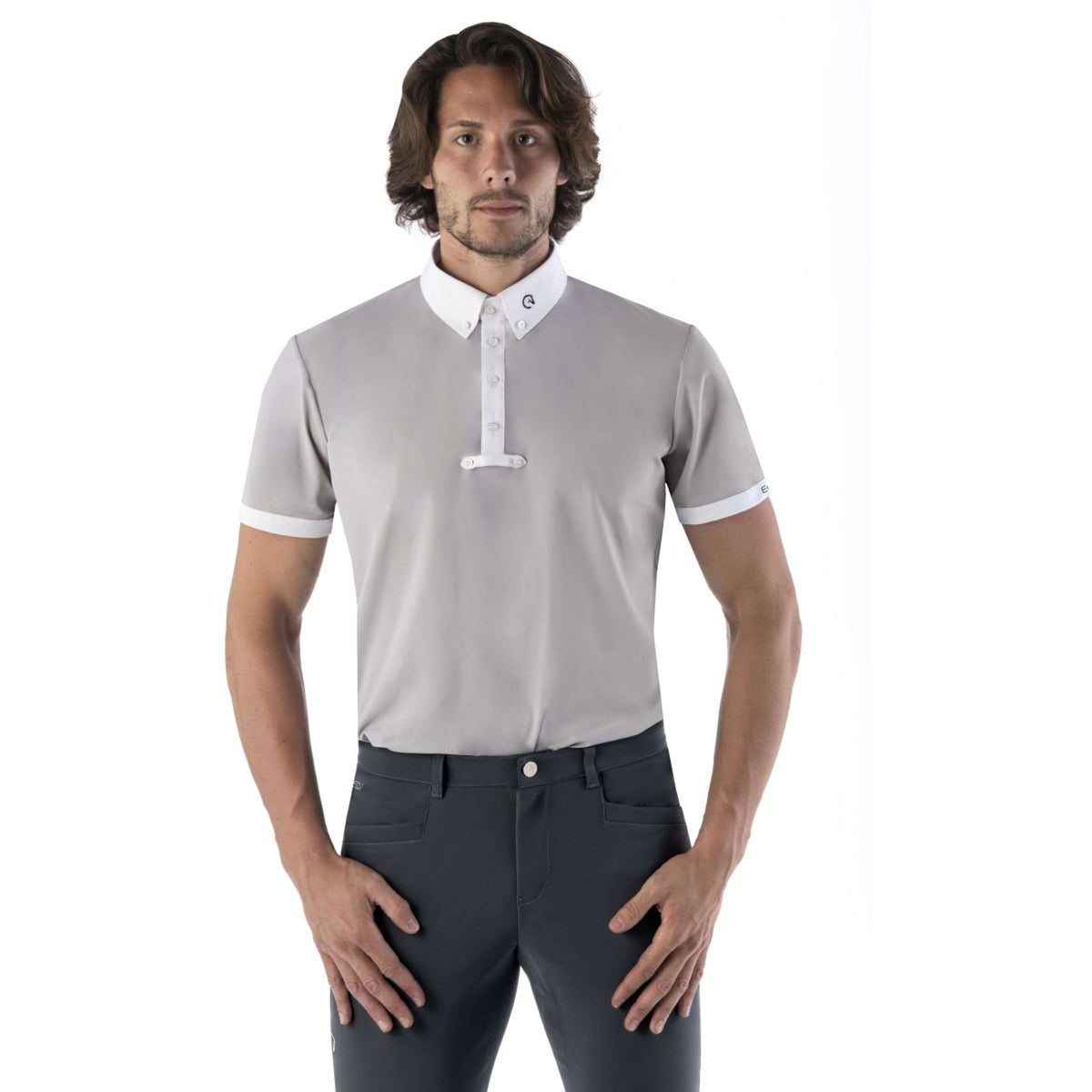 Ego7 T-shirt de Concours Manches Courtes Hommes Gris Glace/Blanc