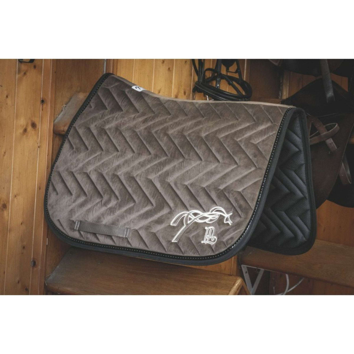 Pénélope Tapis de Selle Velours Springen taupe/noir