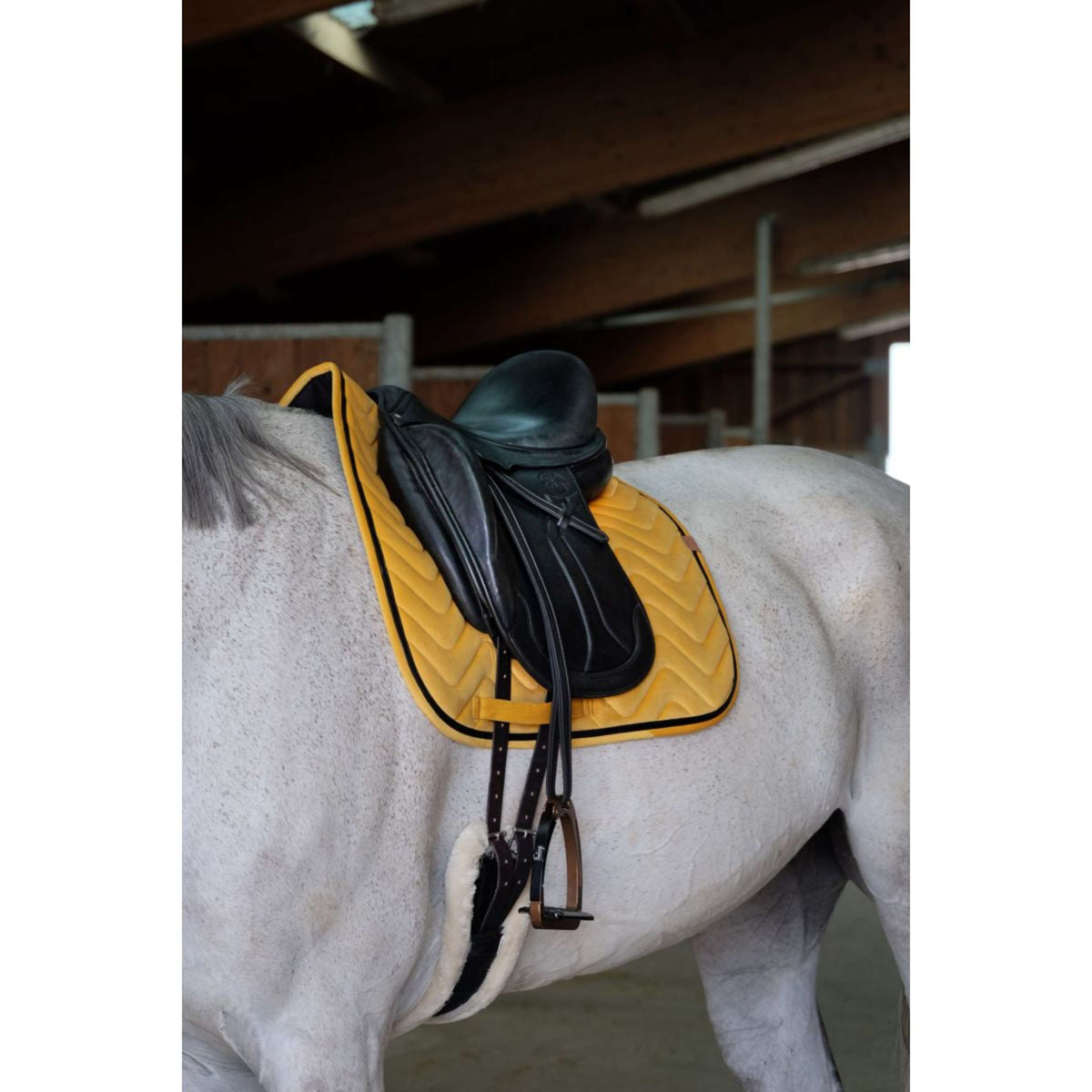 EQUITHÈME Tapis de Selle Glossy Dressage Jaune