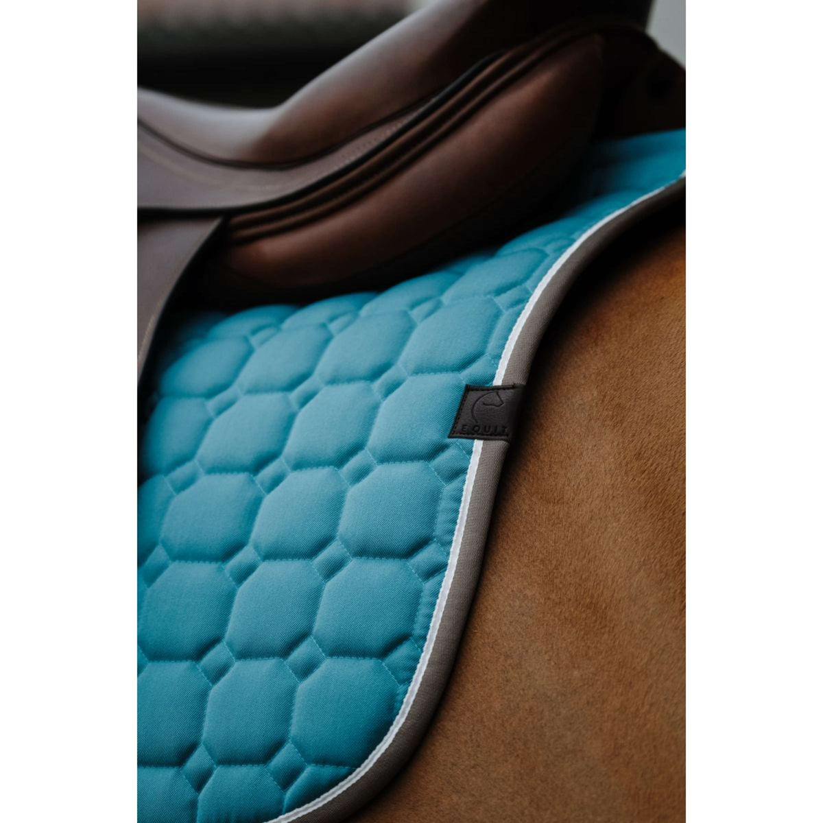 Tapis De Selle à Mémoire De Forme (feutre) Marron Et Turquoise Showman Tapis De Selle à Mémoire De Forme (feutre) Marron Et Turquoise Showman