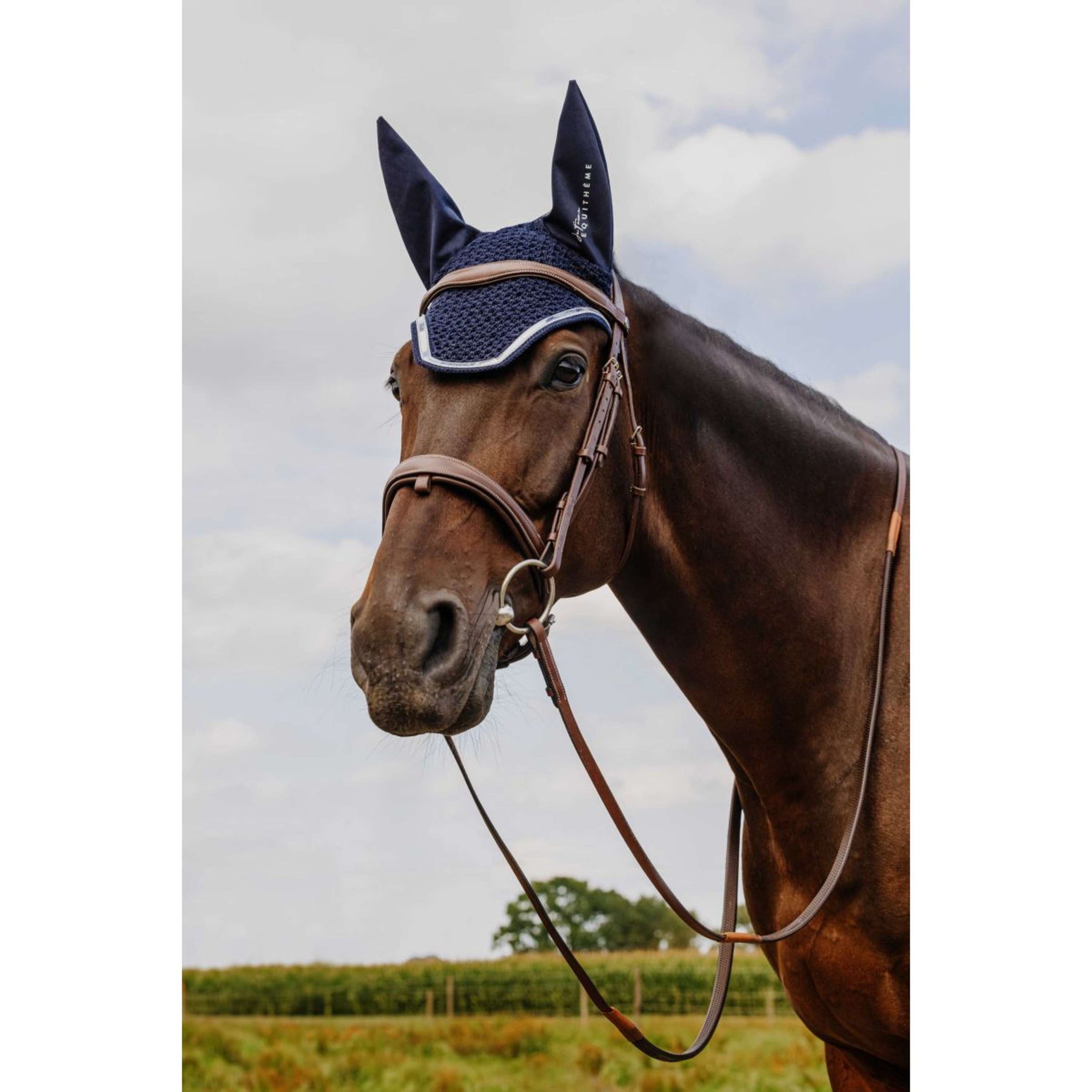 EQUITHÈME Bonnet Anti-Mouches Je Taime Mirror Bleu EQUITHÈME Bonnet Anti-Mouches Je Taime Mirror Bleu