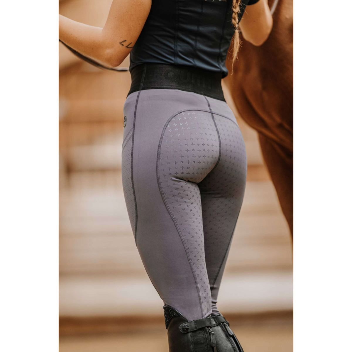 EQUITHÈME Legging d'Équitation Iris Full Grip Gris foncé