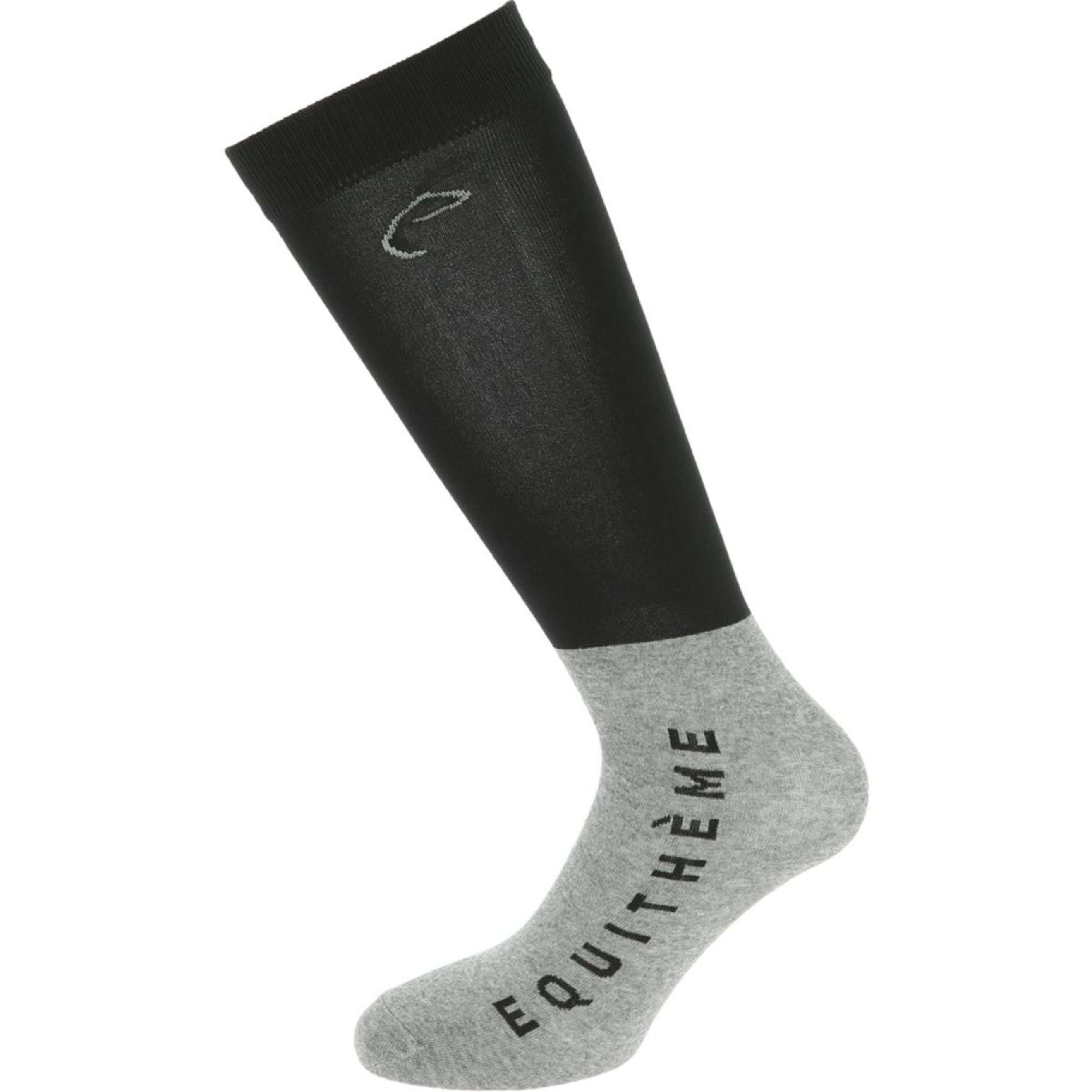 EQUITHÈME Chaussettes d'Équitation Compet Noir/Gris