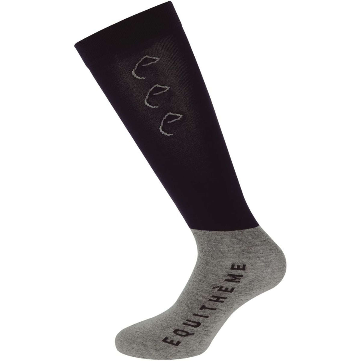 EQUITHÈME Chaussettes d'Équitation Compet Bleu Marine/Gris