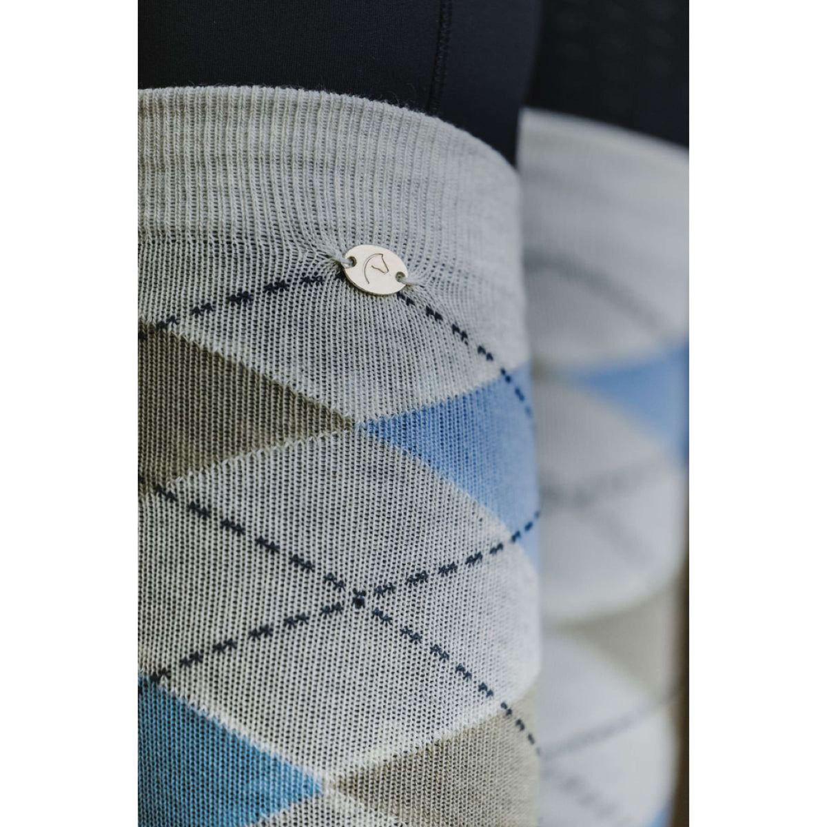EQUITHÈME Chaussettes Argyle Gris clair/Bleu Ciel