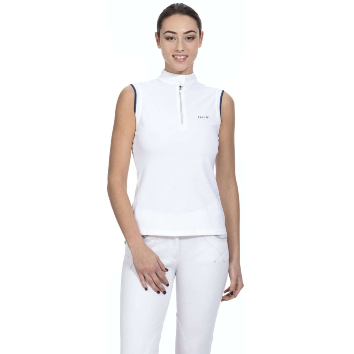 EQUITHÈME Polo Pro Sans Manches Femme Blanc