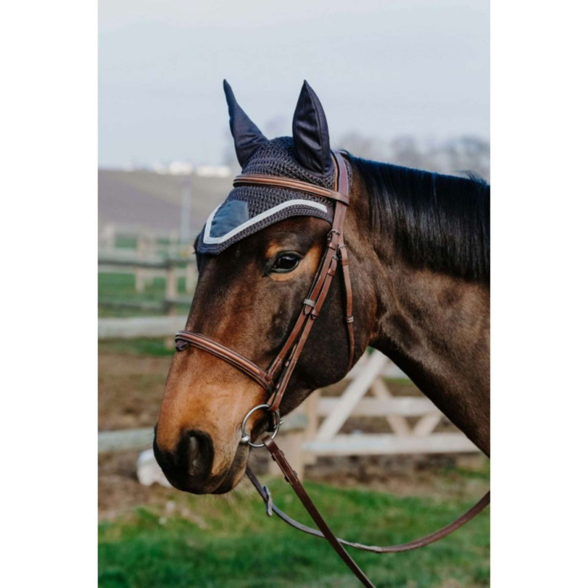 EQUITHÈME Bonnet Anti-Mouches Badge Gris