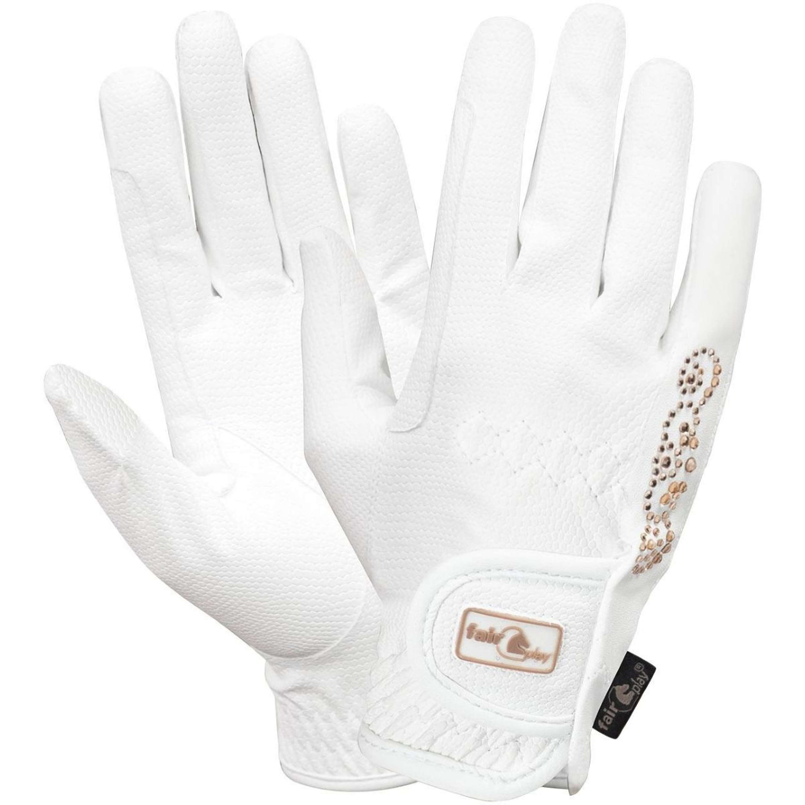 Fair Play Gants d'Équitation Pammy Rosegold Blanc