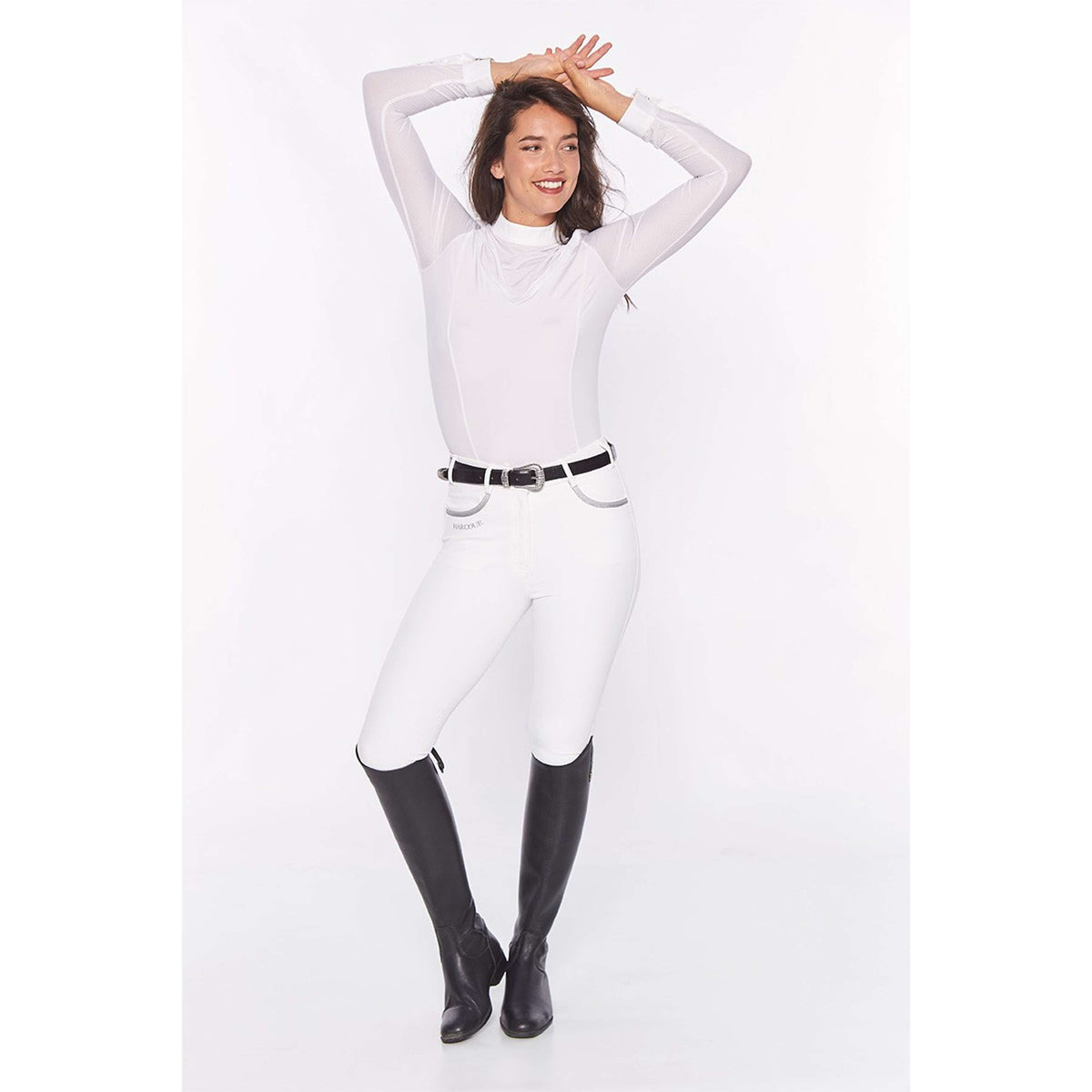 Harcour Polo Casall Manches Longues Dames Blanc