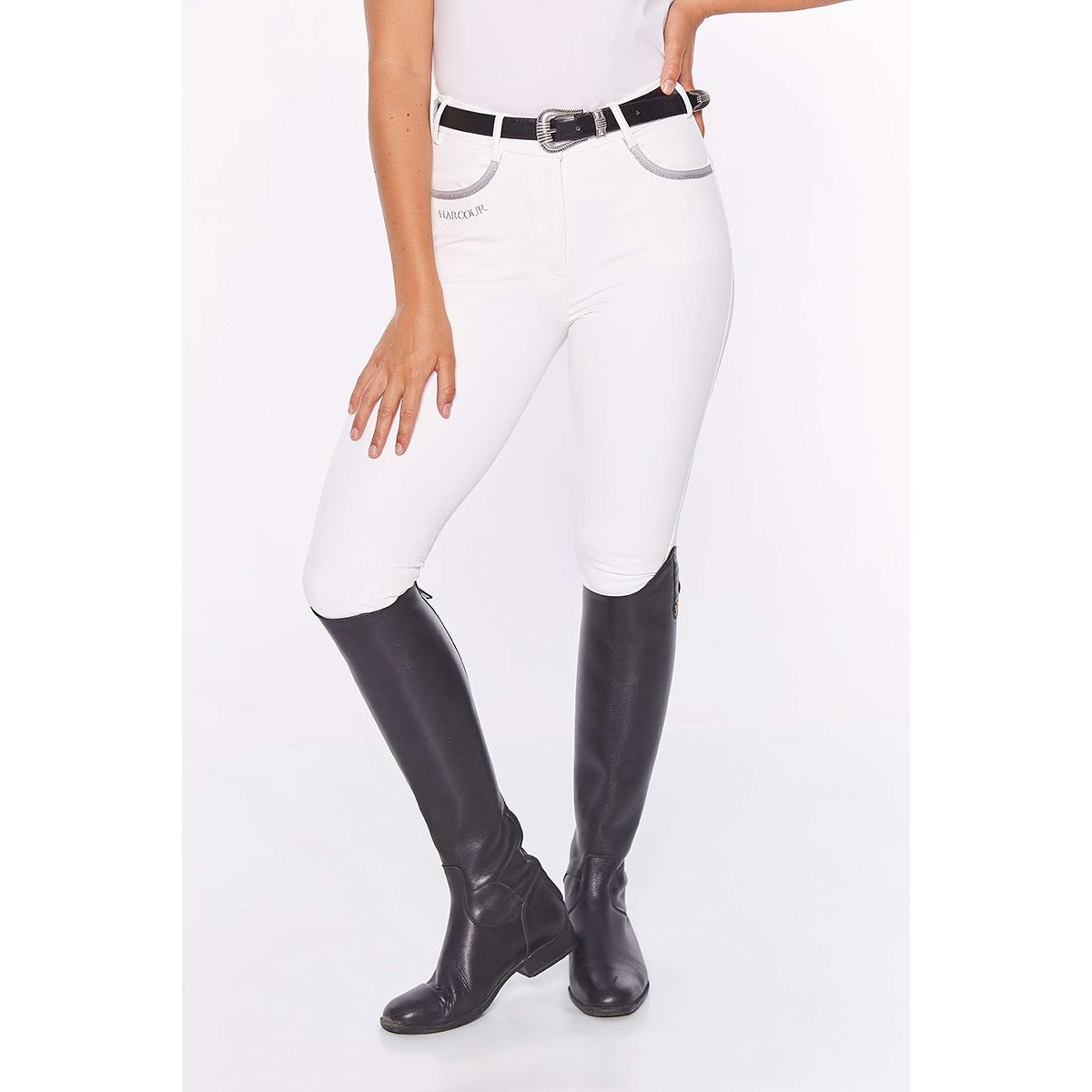 Harcour Pantalon d'Équitation Jaltika Fix System Grip Blanc