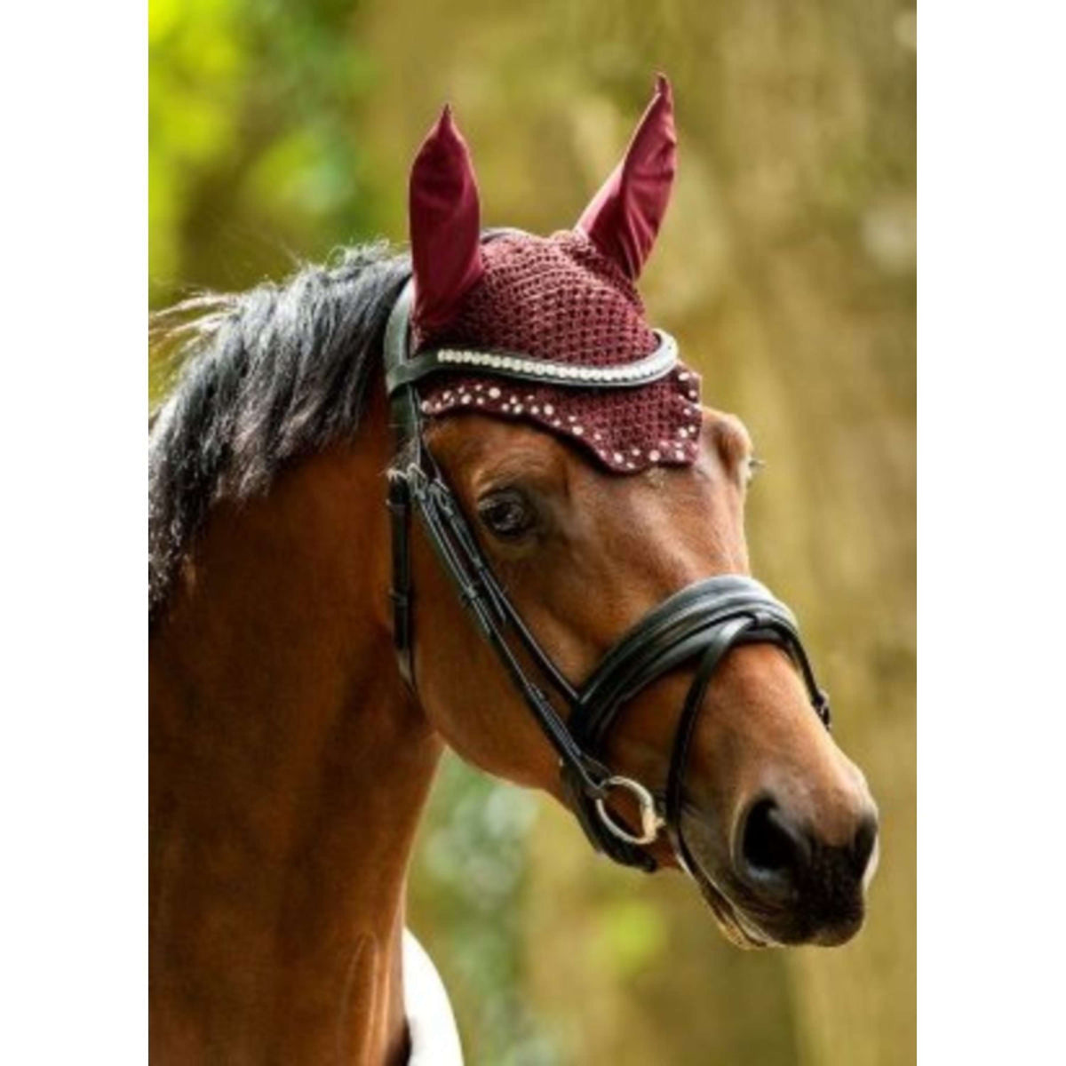 HB Ruitersport Bonnet Anti-Mouches met Trydac Swarovski steentjes Bordeaux