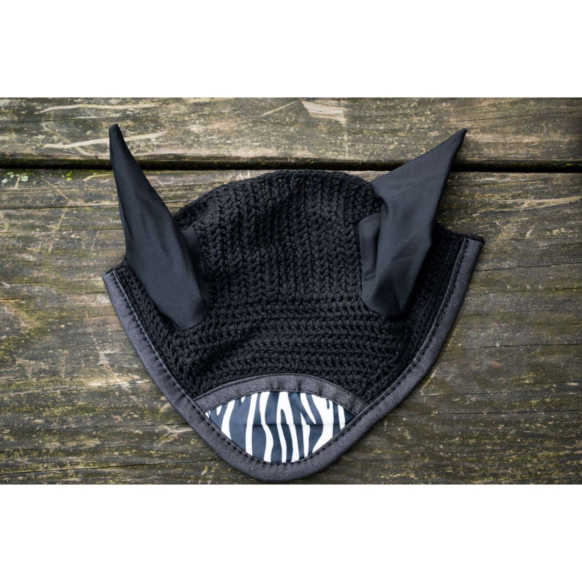 HB Ruitersport Bonnet Anti-Mouches Zebra Noir/Blanc