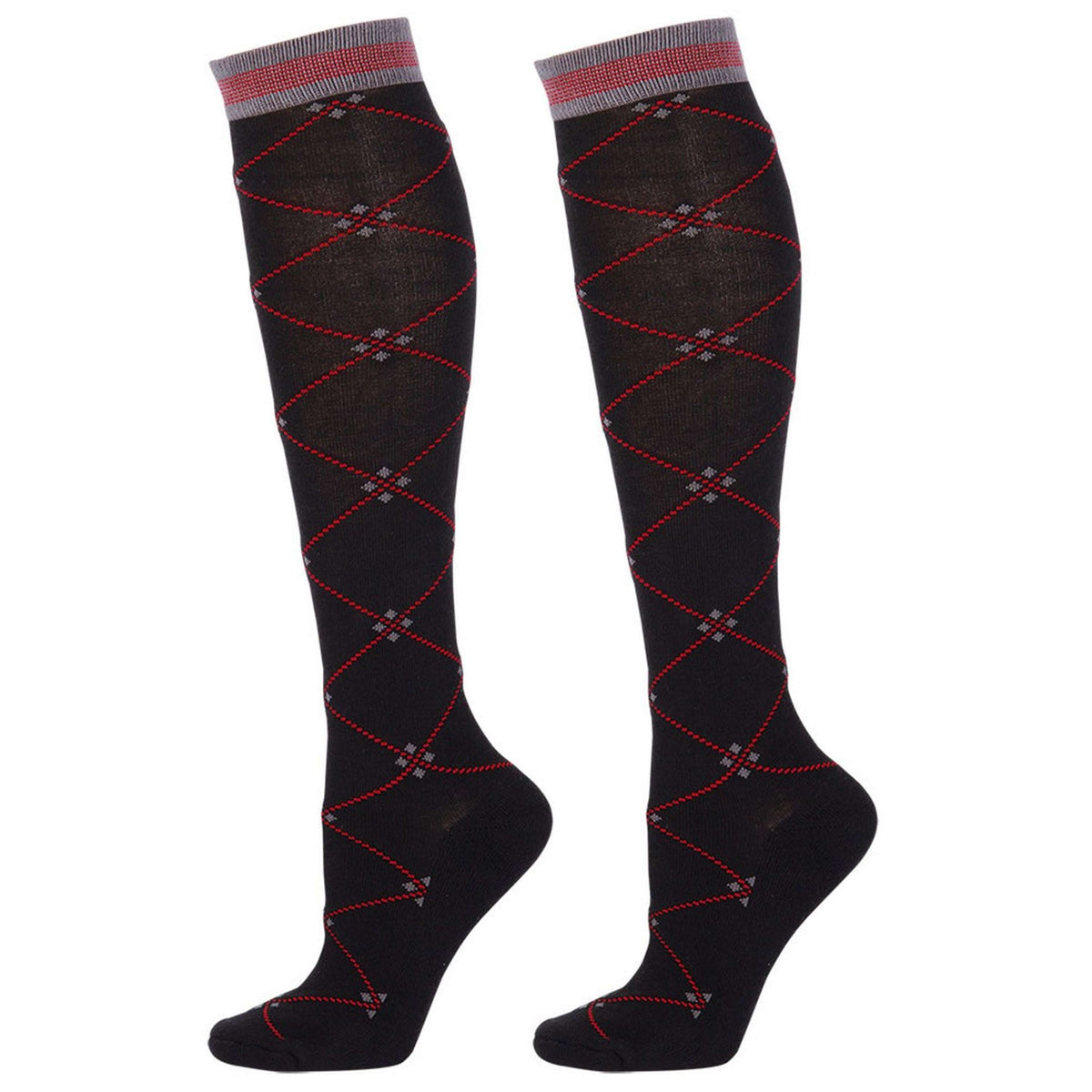 Harry's Horse Chaussettes d'Équitation Ruit Noir/Gris/Rouge