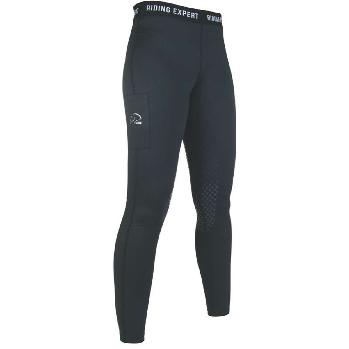 HKM Legging d'Équitation Wien Prise de Genou Bleu Foncé/Corail Néon